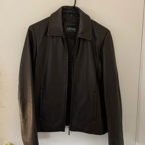 Adler collection chocolate brown genuine leather jacket